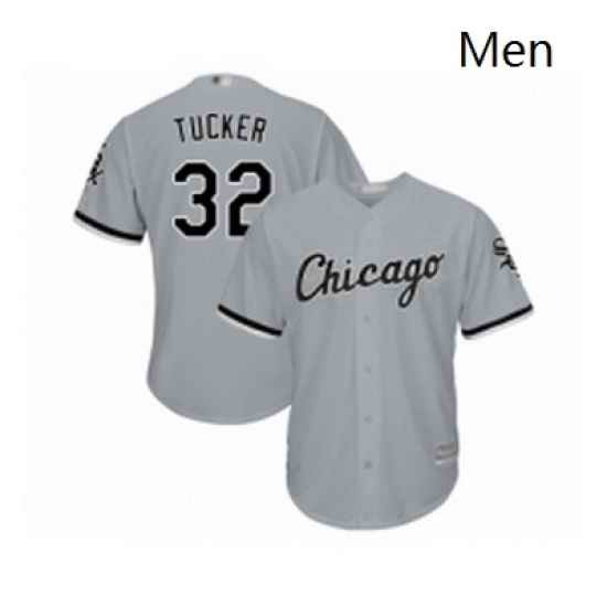 Mens Chicago White Sox 32 Preston Tucker Replica Grey Road Cool Base Baseball Jersey